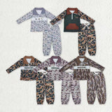 Matching Baby Boys camo long Sleeve Pants zipper outfits Sets
