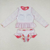Long sleeves watermelon floral girls summer swimsuit