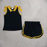 Matching Baby girls team sleeveless bow shorts outfits cotton