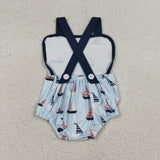 SR3945 baby boys boat navy blue romper