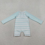 S0650 Baby boys long sleeve stripe blue  swimsuit