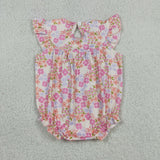 SR4142 baby girls I LOVE DAD pink flower short sleeve romper smocked
