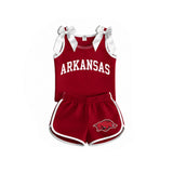 Sample girls red white bow sleeveless shorts outfits