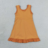 GSD4127 girls orange sleeveless dress yoga