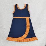 GSD4131 girls navy orange sleeveless floral dress yoga