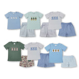 matching toddler clothes  embroidery bunny print set boys easter summer clothing