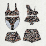 Family Matching Adult Baby girls brown camo swimwear