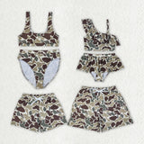 Family Matching Adult Baby girls green camo swimwear