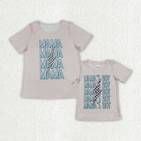 Family Matching Adult Baby boys MAMA MINI white lightning short sleeve top