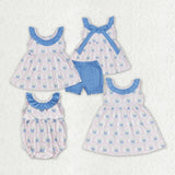 Matching summer bow pink  series clothing