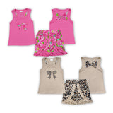 Matching Summer  girls bow set embroidered