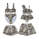 Family Matching Adult Baby girls green camo swimwear