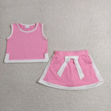 GSD3829 Girls pink sleeveless skirt outfits