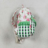 BA0218--floral and green plaid backpack