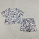 Matching girls camo set summer scalloped kids sets