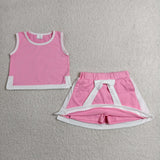 GSD3829 Girls pink sleeveless skirt outfits