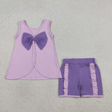 Matching Baby girls bow sleevelwss summer outfits