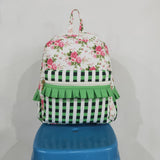 BA0218--floral and green plaid backpack