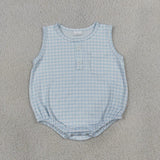 Matching Baby girls checkered button sleeveless romper