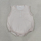 Matching Baby girls checkered button sleeveless romper
