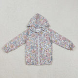 GT0914  baby girls pink floral hoodies top