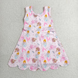 GSD2489 Girls princess sleeveless scalloped yoga dress