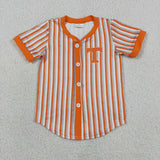 BT1747 boy T orange stripe button summer top shirt