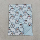 BL0256 Baby Christmas Santa blue Blankets