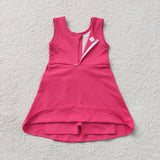GSD3878 girls solid rose bow sleeveless dress yoga