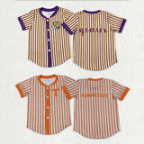 Matching Baby boys team button stripe short sleeve shirt top