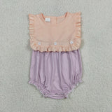 Matching Baby girls purple stripe dress romper