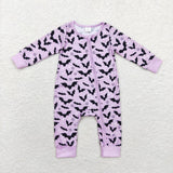 Matching Baby girls Halloween bat purple long sleeve clothing