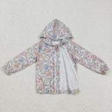 GT0914  baby girls pink floral hoodies top