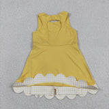 GSD3318 girls yellow sleeveless bow scalloped dress yoga