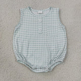 Matching Baby girls checkered button sleeveless romper