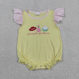 Matching  Baby boys girls friend hat yellow romper outfits embroidery