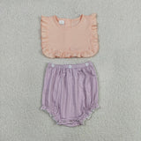 Matching Baby girls purple stripe dress romper