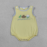 Matching  Baby boys girls friend hat yellow romper outfits embroidery