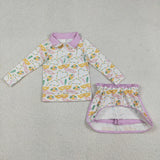 Matching Girls Mardi Gras long-sleeved  long sleeve zipper outfits