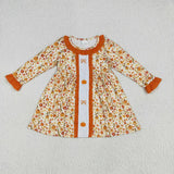 Matching girls fall pumpkin long sleeve clothing embroidery