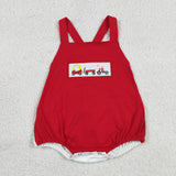 SR2849 baby Bicycle red romper embroidery
