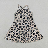 GSD2650 girls brown black leopard Dress yoga