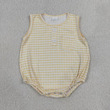 Matching Baby girls checkered button sleeveless romper