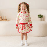 GLD1774 baby girl green red bows skirt long sleeve outfits
