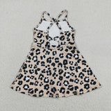 GSD2650 girls brown black leopard Dress yoga