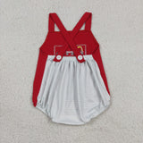 SR2849 baby Bicycle red romper embroidery
