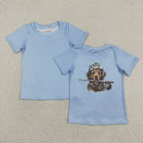 BT1761 baby boys hunting dog blue short sleeve shirt top