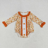Matching girls fall pumpkin long sleeve clothing embroidery