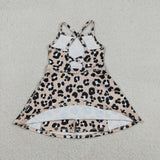 GSD2650 girls brown black leopard Dress yoga