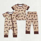 Matching Baby boys Bottle brown short sleeve pajamas clothing